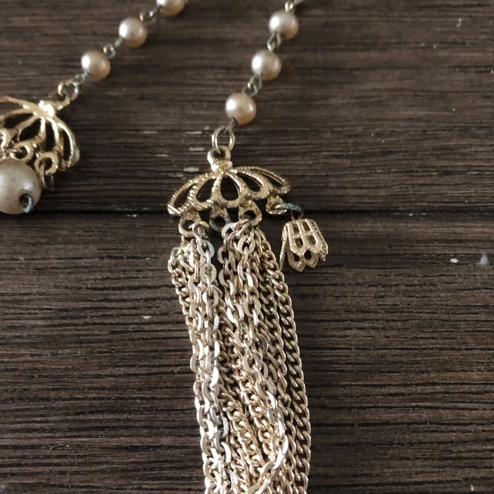 Vintage gold layered chain necklace